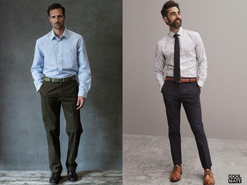 Khi bạn kết hợp với quần tây áo sơ mi nam, bạn có thể chọn giày Oxfords cùng màu với quần
