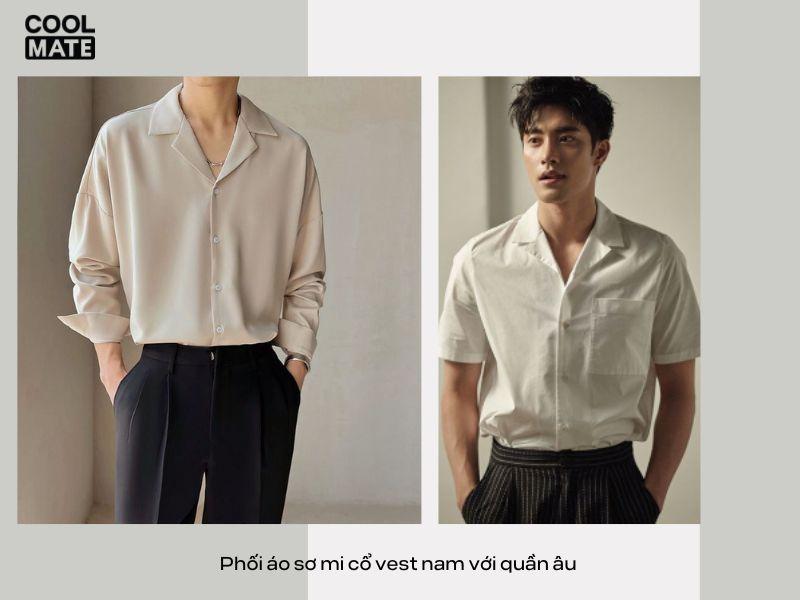 Phối áo sơ mi cổ vest nam với quần âu