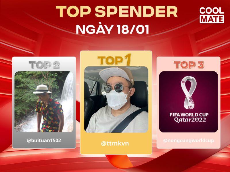 Top spender ngày 18/1