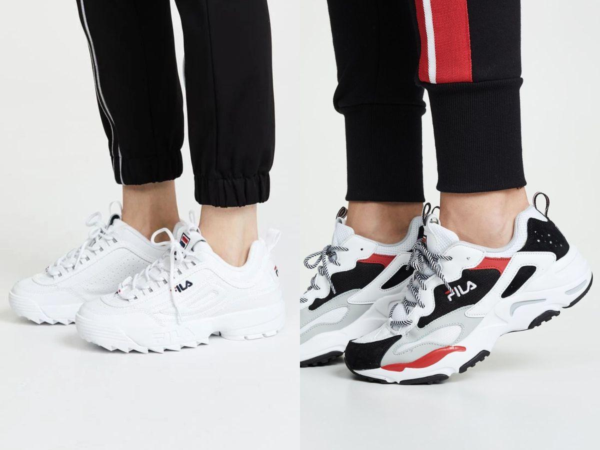 Fila Disruptor (trái) và Fila Ray Tracer (phải) - hai thiết kế giày nổi bật của Fila