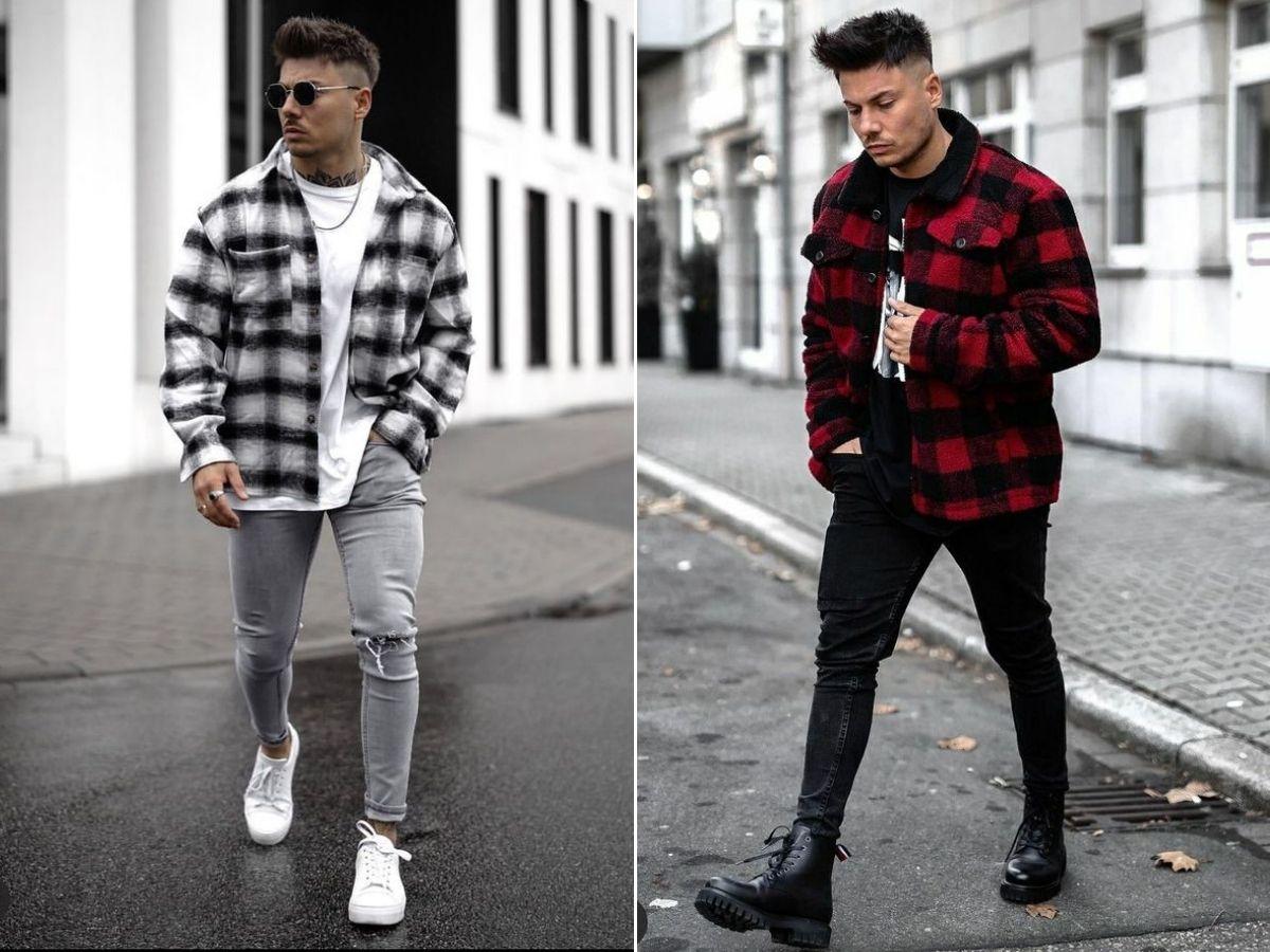 Sơ mi flannel nam sọc vuông
