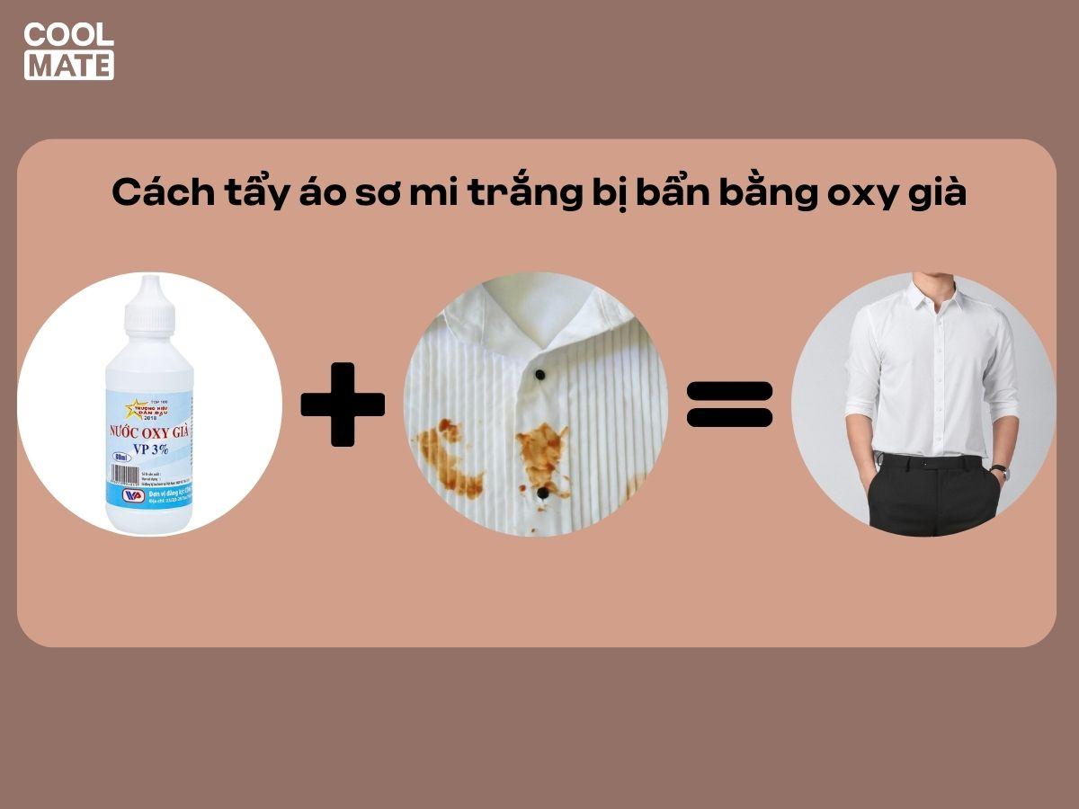 Cách tẩy trắng áo sơ mi trắng bị dính màu, ố vàng bằng oxy già