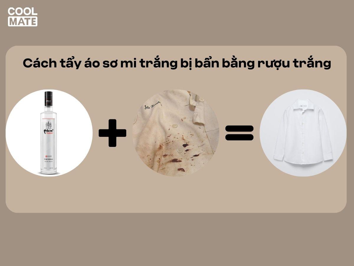 Cách tẩy áo sơ mi trắng nam dính màu với rượu vodka trắng