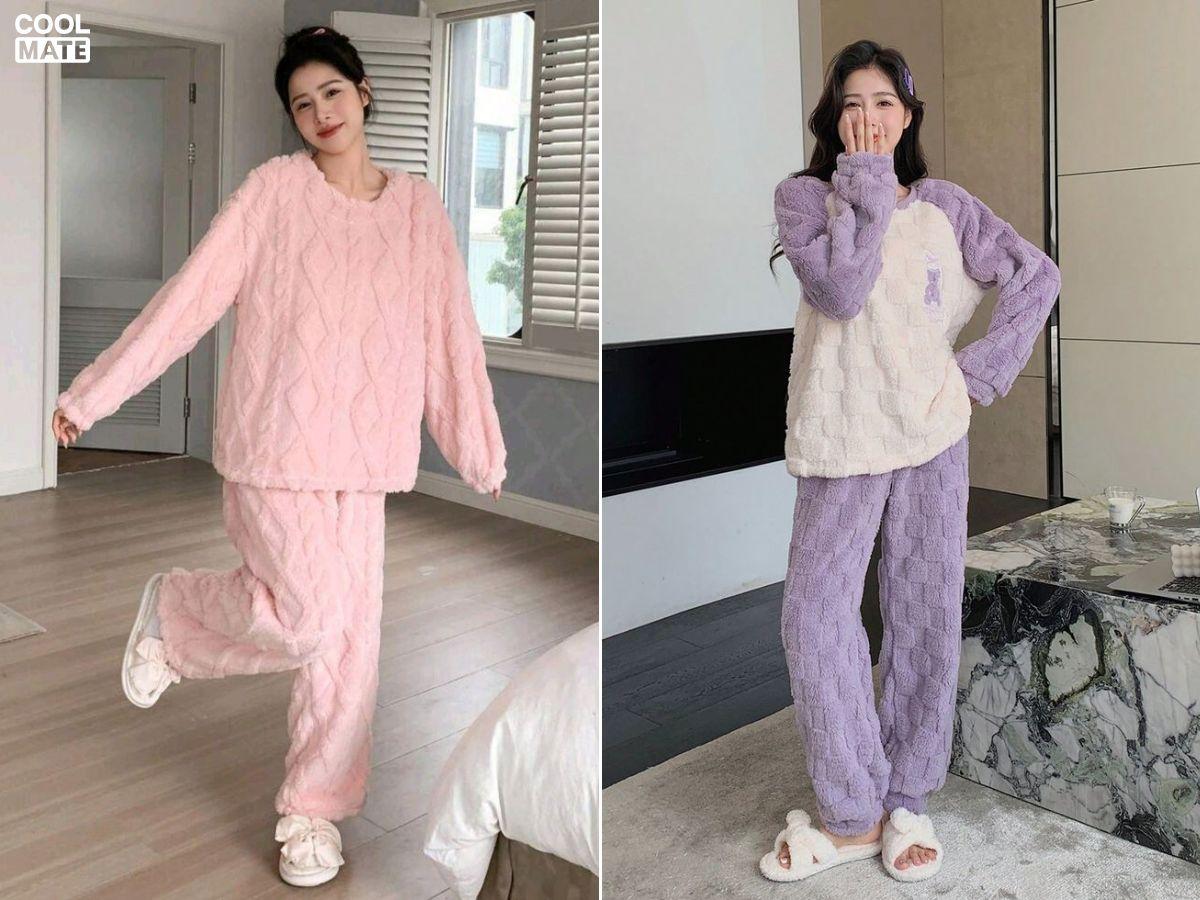 Đồ ngủ mùa đông cho nữ chất liệu lông cừu