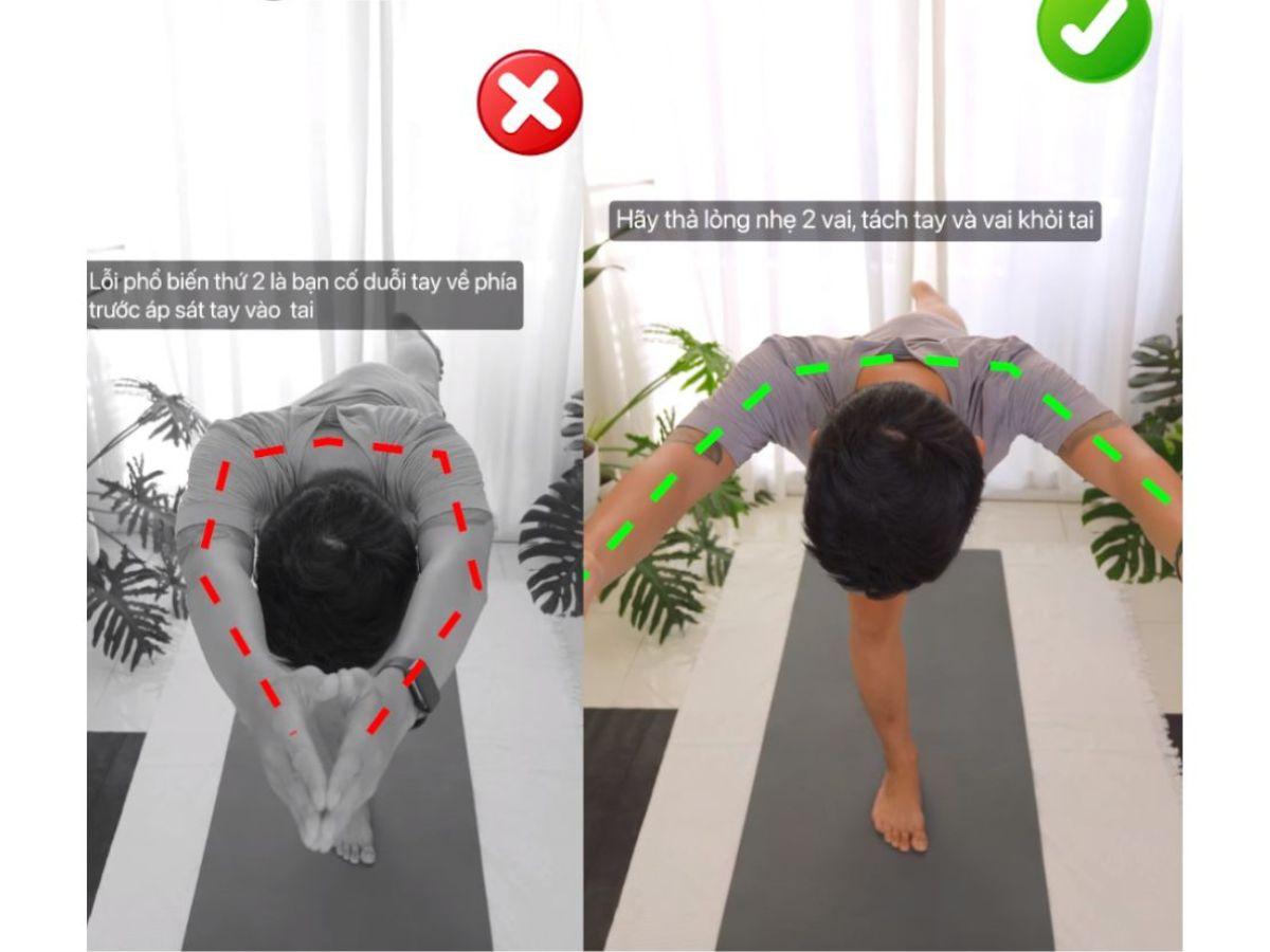Lưu ý tránh căng cổ hoặc gập cổ quá mức khi thực hiện tư thế
