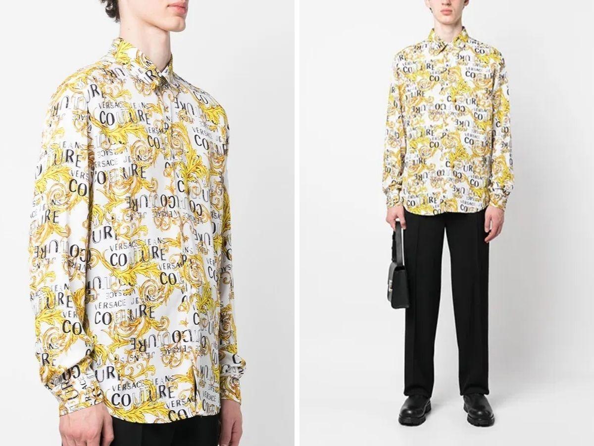 Áo sơ mi Baroque Jeans Couture Baroque Print NS007 G03 trắng