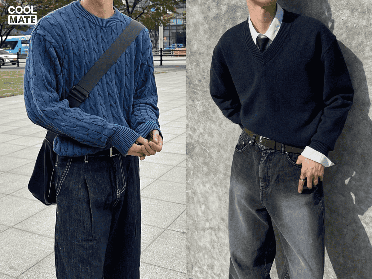 Phối áo sweater theo phong cách layer cá tính