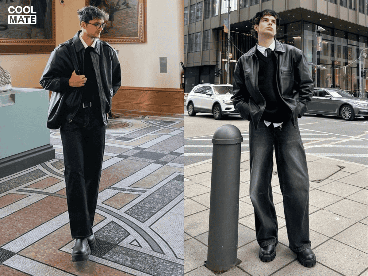 Kết hợp áo sweater nam với áo khoác bomber