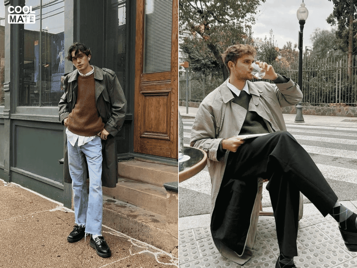 Kết hợp áo sweater với áo khoác dạ dài
