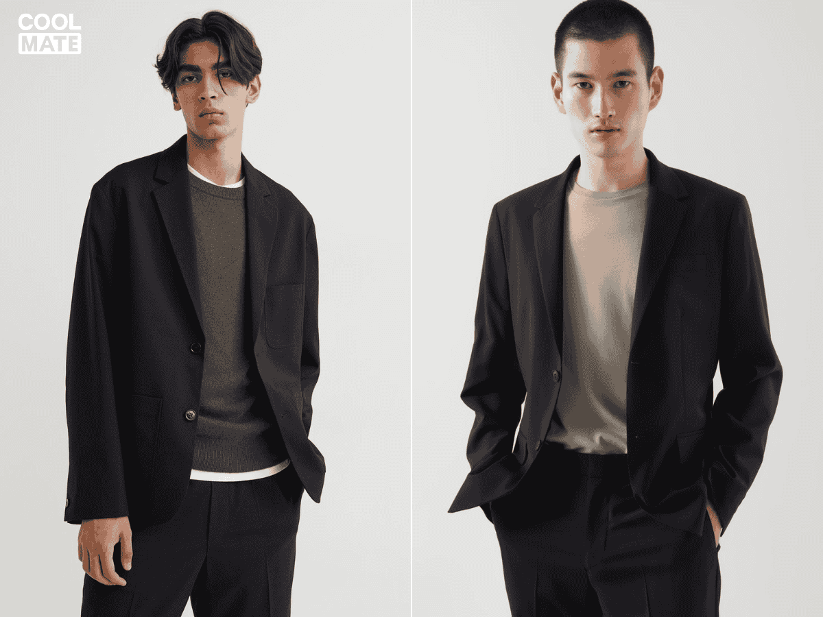 Kết hợp áo sweater nam với áo khoác blazer