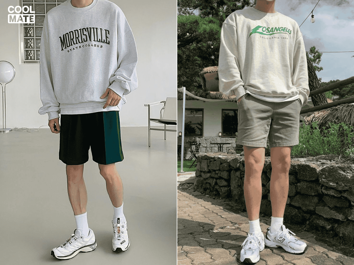 Mix sweater nam với quần short