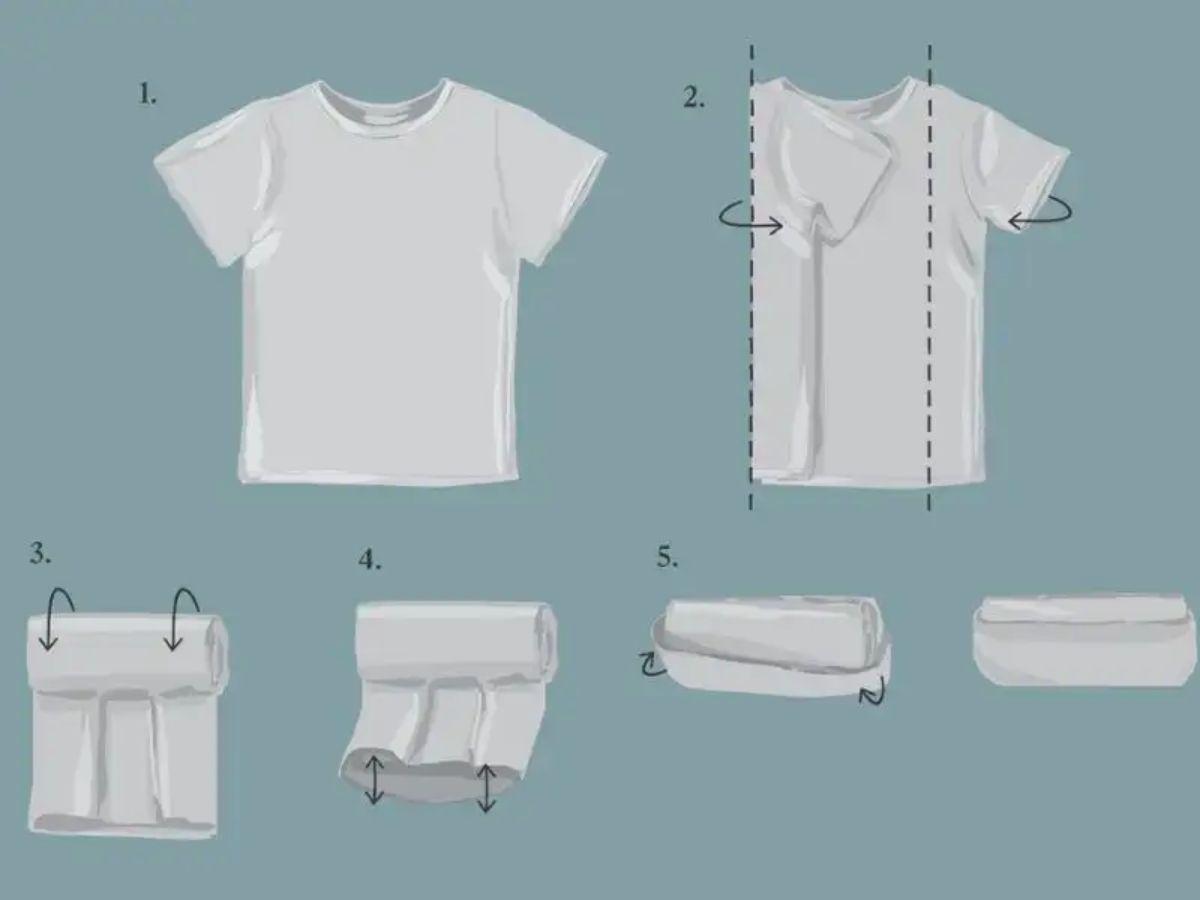 Cách gấp áo polo cuộn tròn theo kiểu quân đội 