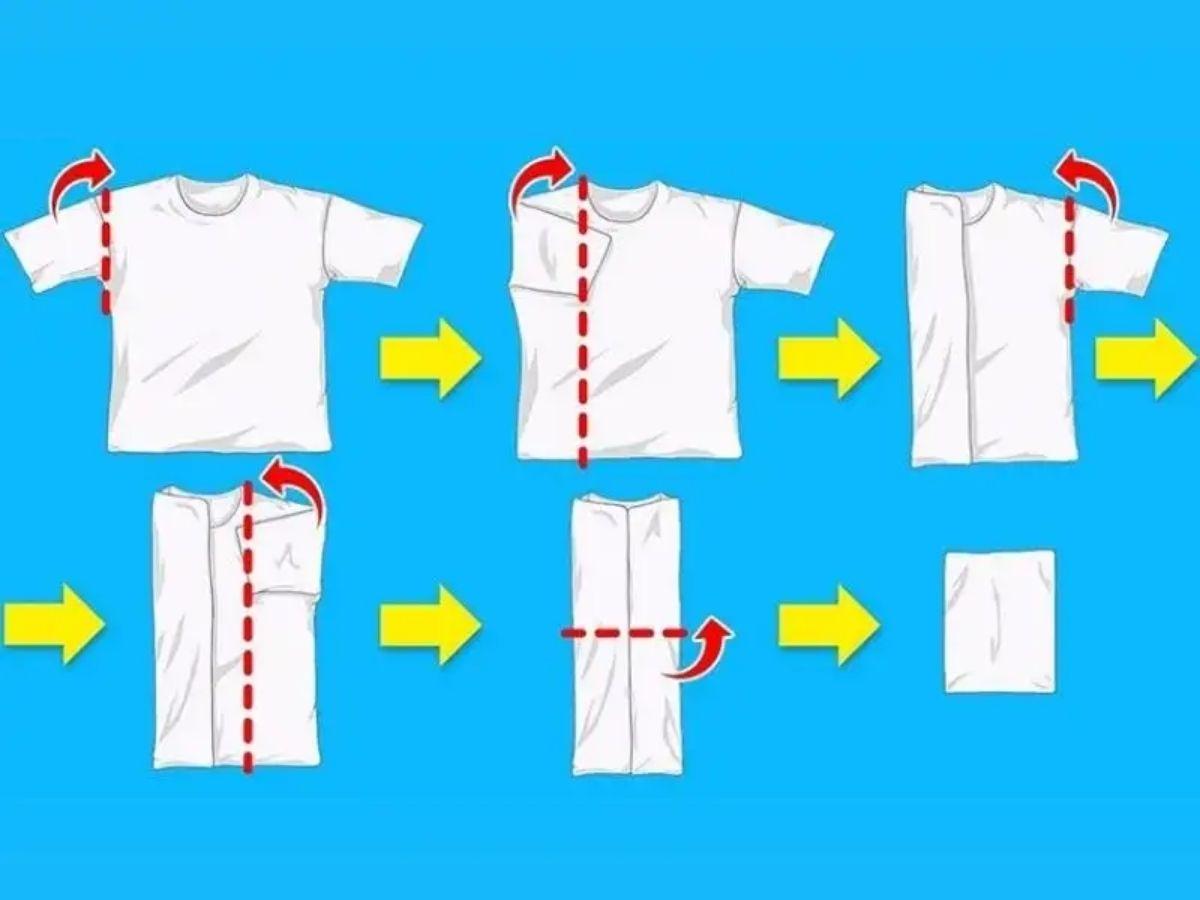 Gấp áo polo một cách gọn gàng như ở cửa hàng