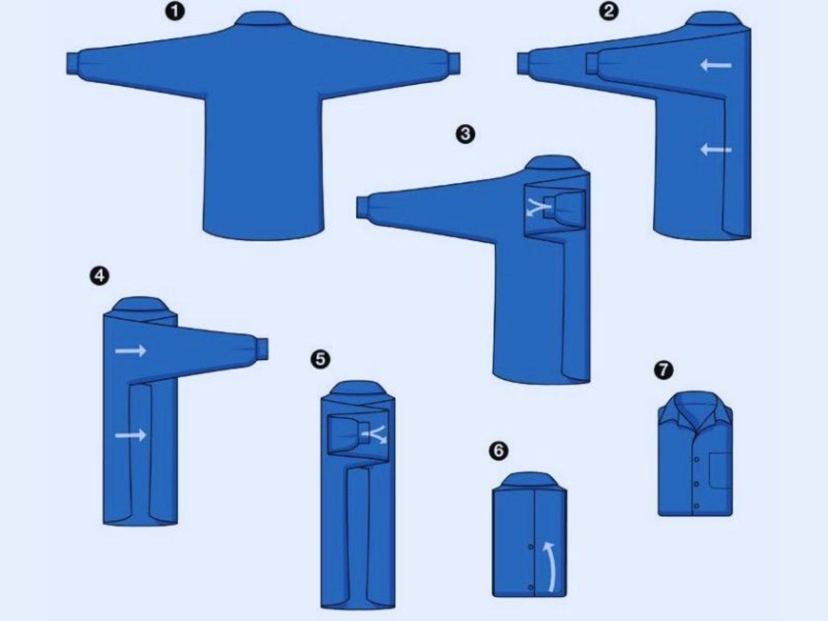 Cách gấp áo sơ mi kiểu shop