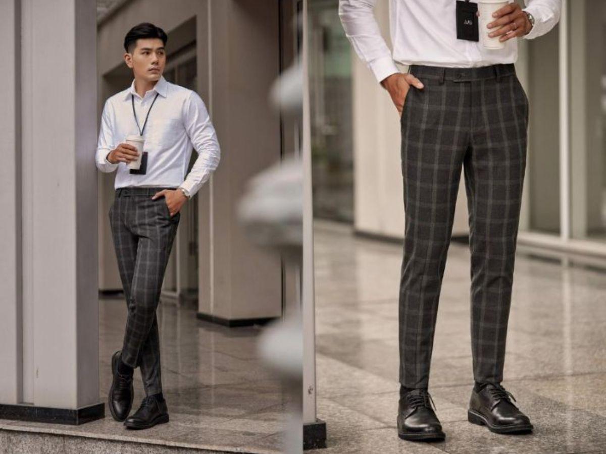 Quần tây kết hợp cùng áo sơ mi đầy nam tính nhưng không lỗi thời