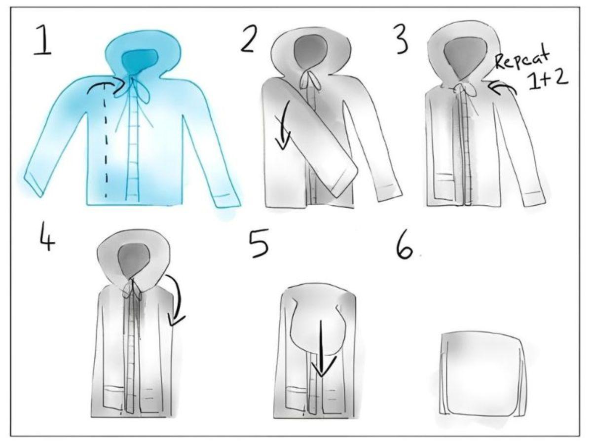 Cách gấp áo khoác có mũ