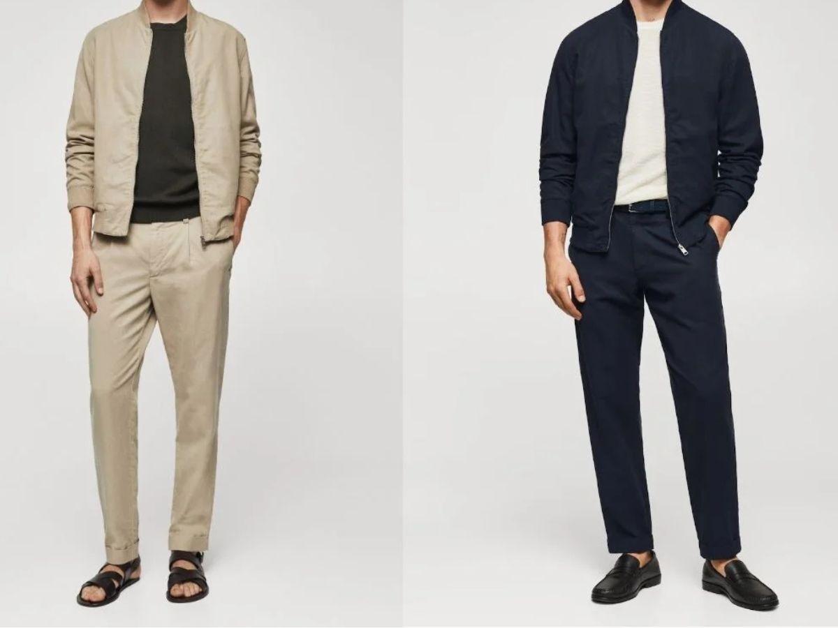 Áo bomber kết hợp quần chinos