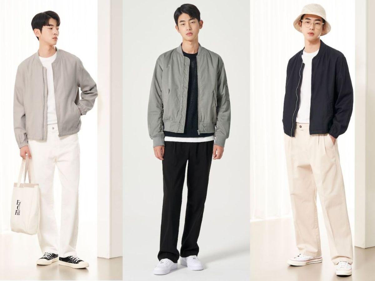 Mix quần kaki cùng áo bomber