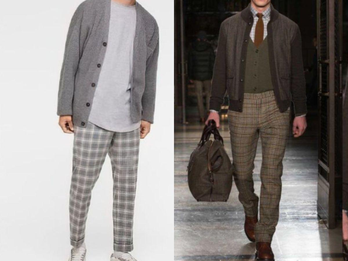 Sẽ thật sự thiếu sót nếu như không nhắc đến cách phối quần tây caro nam cùng áo cardigan