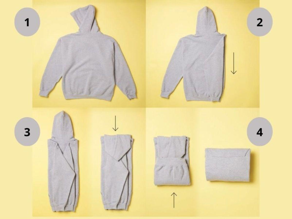 Gấp áo khoác hoodie đơn giản