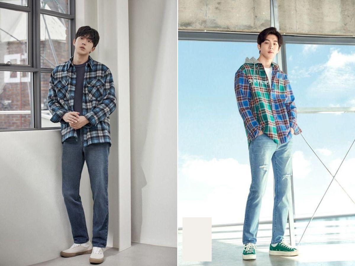 Áo flannel + quần jeans