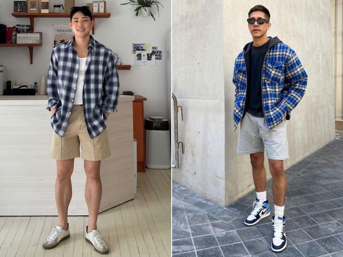 Phối áo flannel và quần short