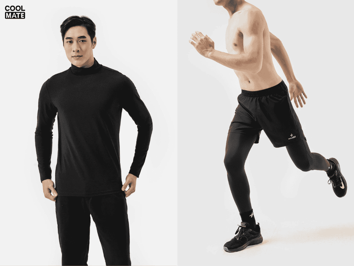 Áo thun mix quần long tight mặc trong +quần short bên ngoài : Công thức phối đồ chạy bộ mùa đông bất bại
