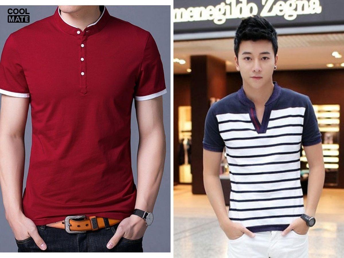 Nên chọn áo thun cổ trụ có họa tiết đơn giản