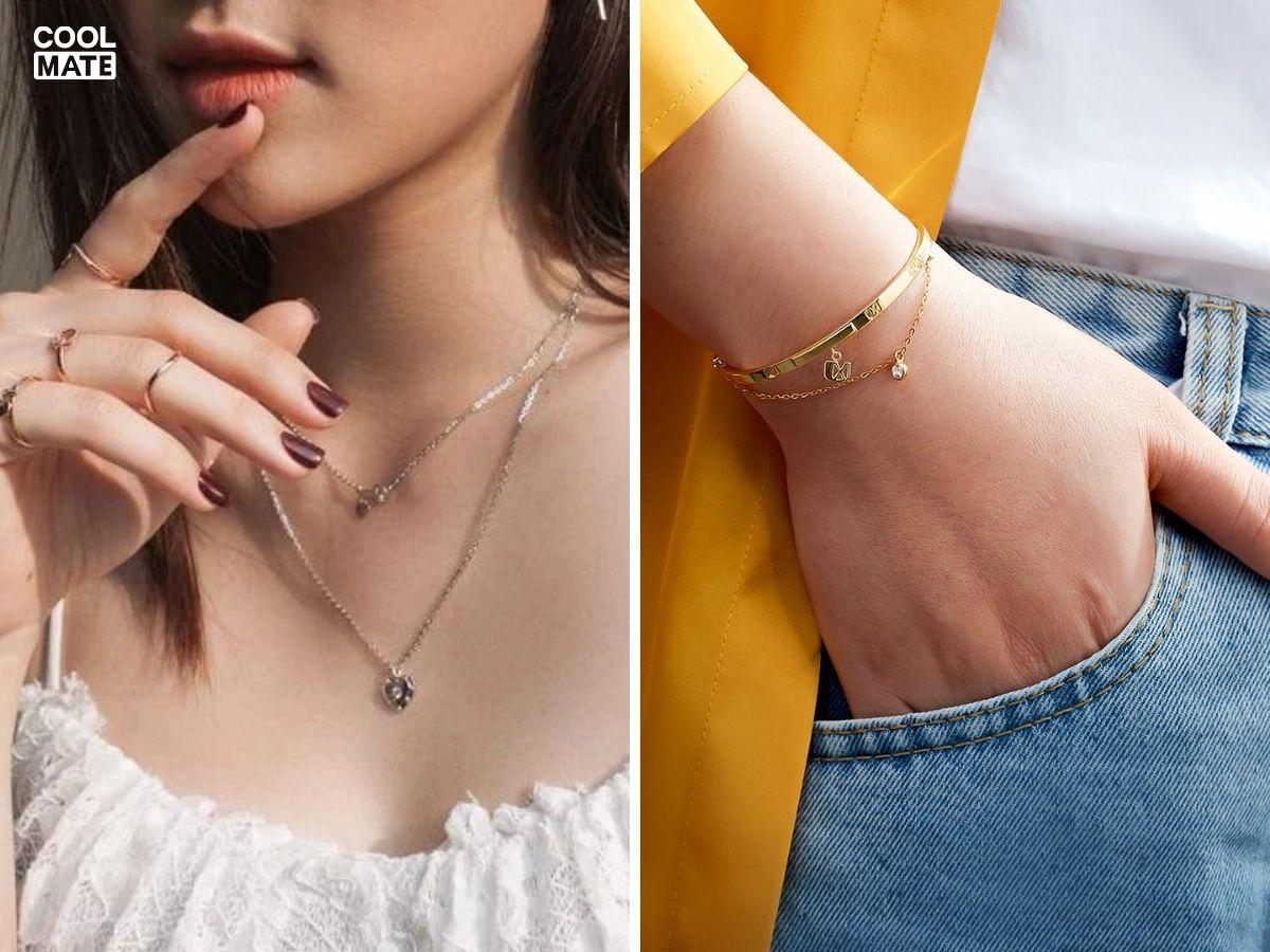 Kết hợp trang sức với set đồ phối với giày Moca nữ để tạo nên phong cách sang trọng