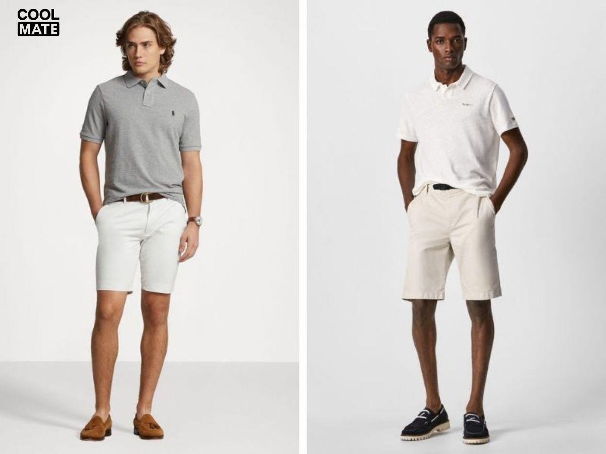 Phối quần short jean với áo polo mang lại vẻ đẹp chỉn chu, lịch lãm