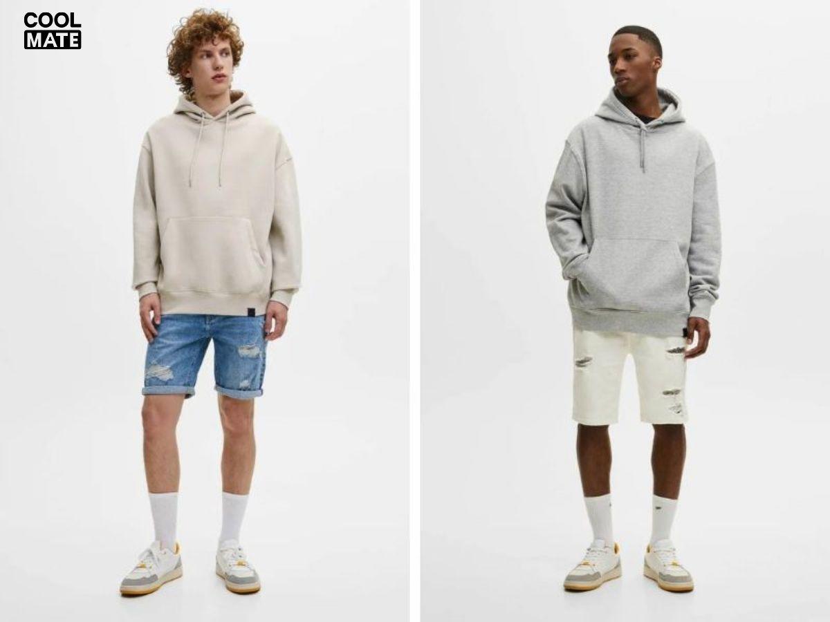 Áo hoodie và quần short nam là combo hoàn hảo