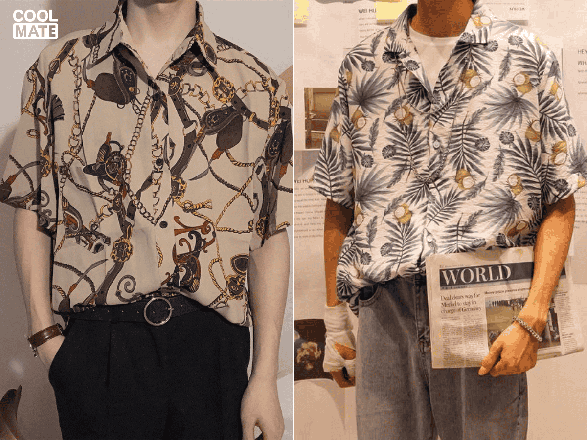 Áo sơ mi Vintage nam họa tiết giúp chàng nổi bật trong các buổi party