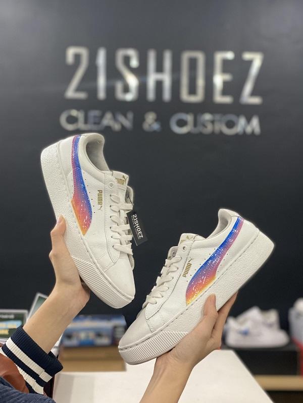 Mẫu giày PUMA Full White custom hiệu ứng ombre