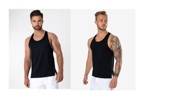 Phối áo ba lỗ nam đen với quần trắng