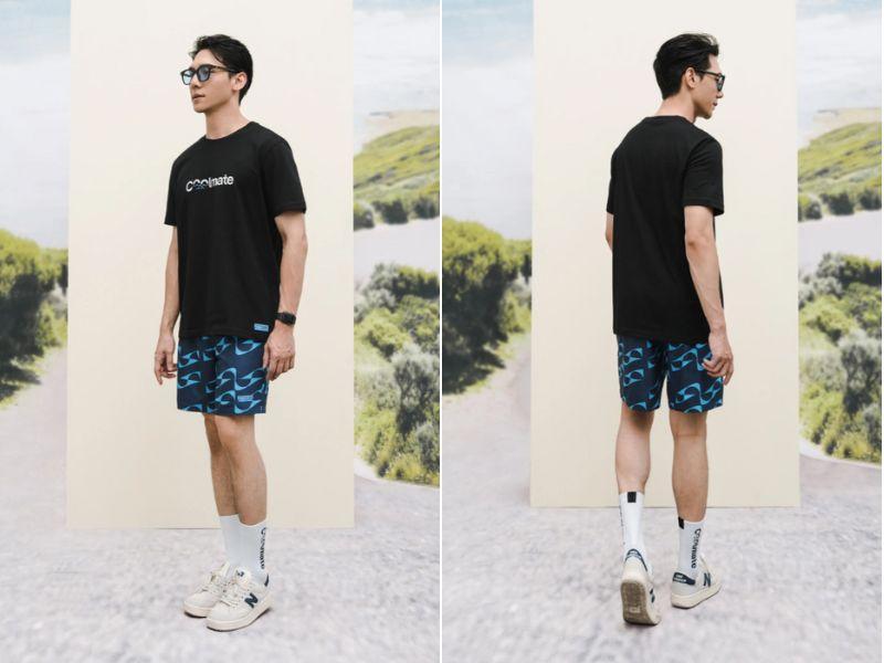 phối đồ cùng quần short nam đi biển
