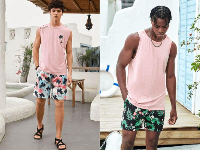 phối đồ cùng quần short nam đi biển 