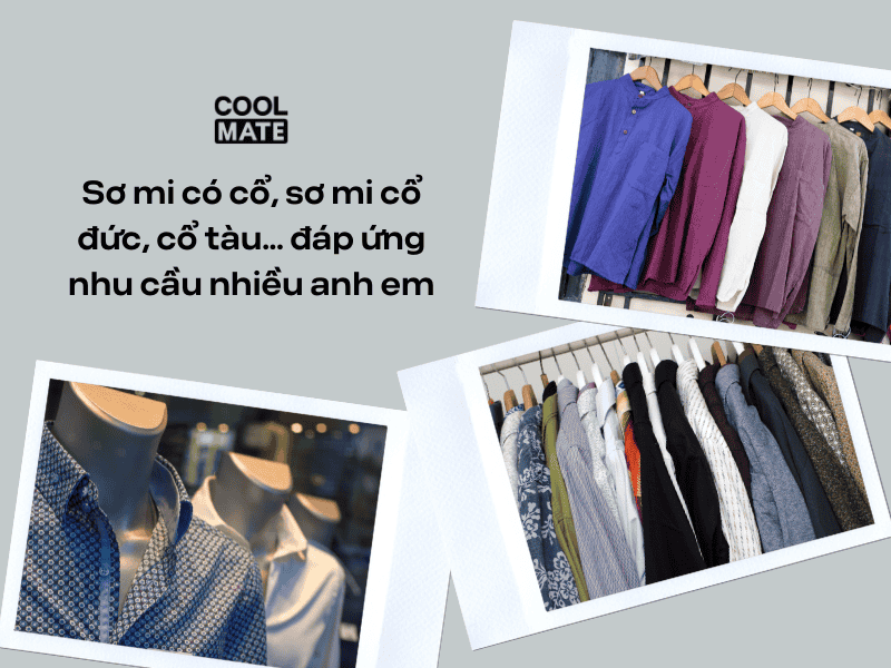 Sơ mi c&oacute; cổ, sơ mi cổ đức, cổ t&agrave;u... đ&aacute;p ứng nhu cầu nhiều anh em