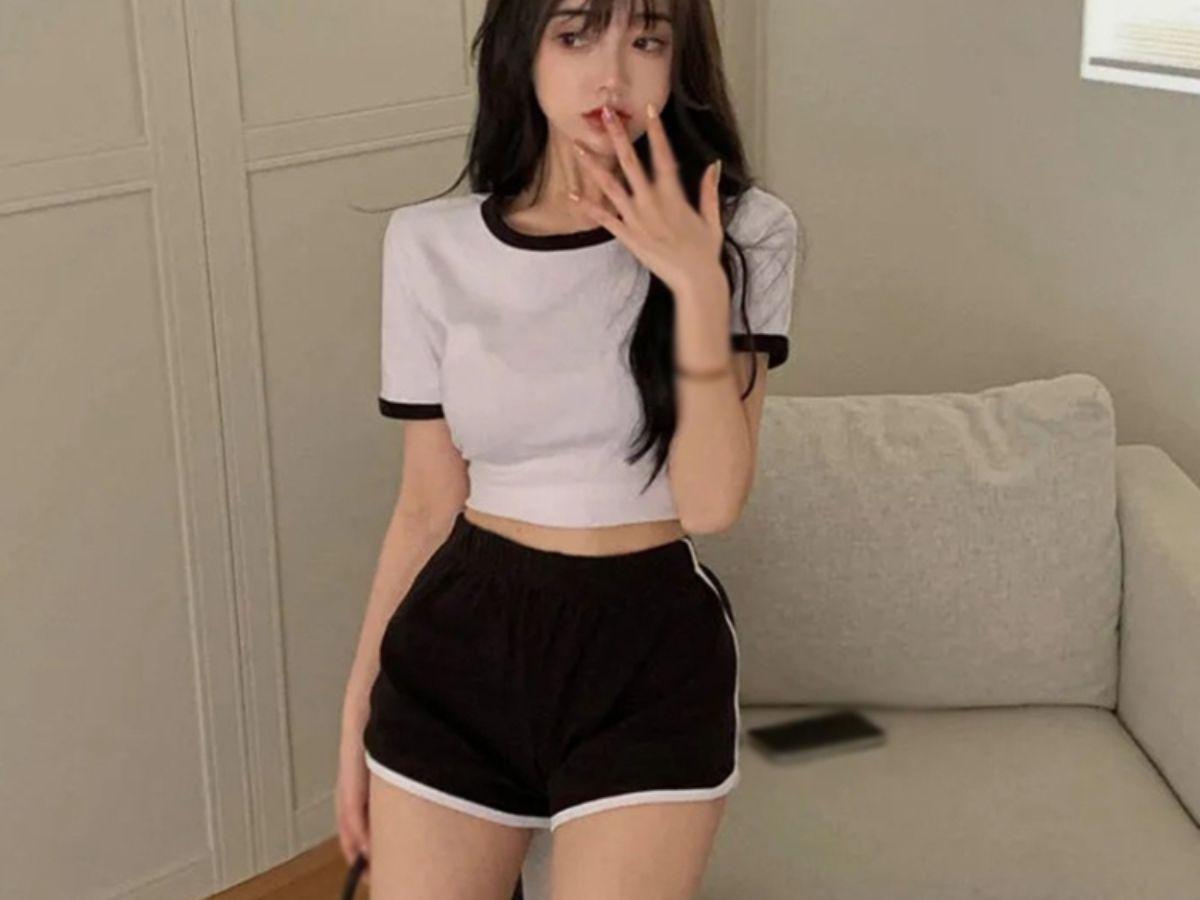 Với dáng người đồng hồ cát, nàng nên chọn quần short cạp cao ôm sát để làm nổi bật đường cong cơ thể
