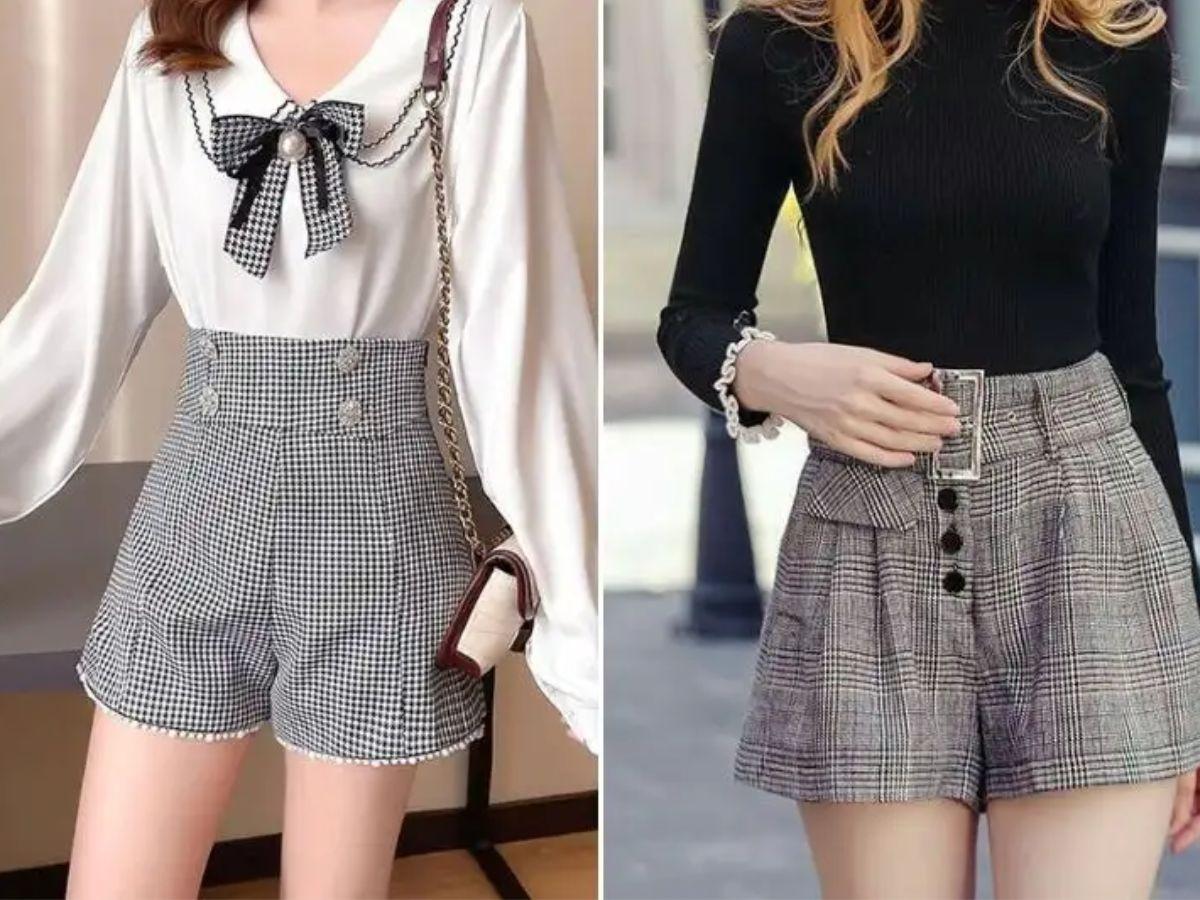 Quần short kaki có hoa văn tạo nên vẻ nữ tính cho người mặc  