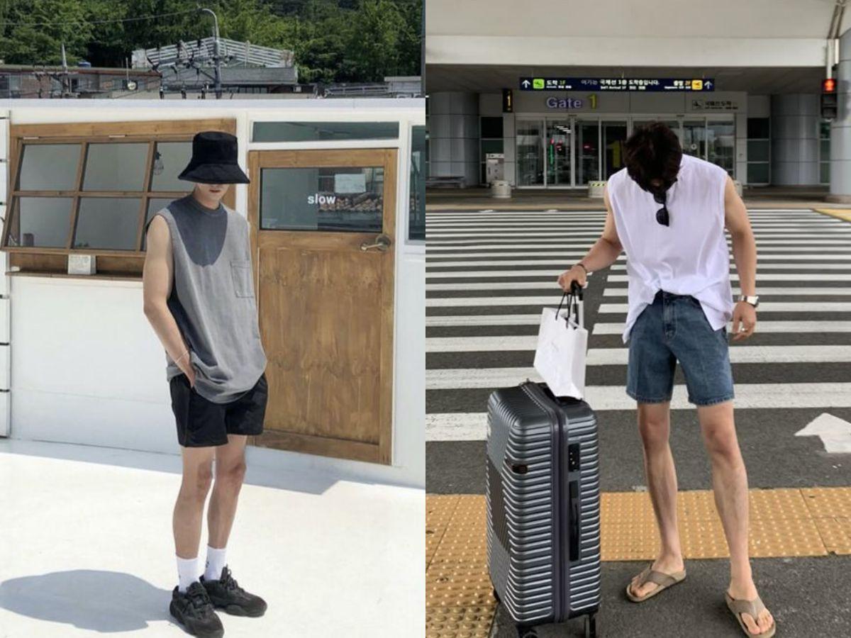 Phối quần short và áo thun ba lỗ cho nam gầy