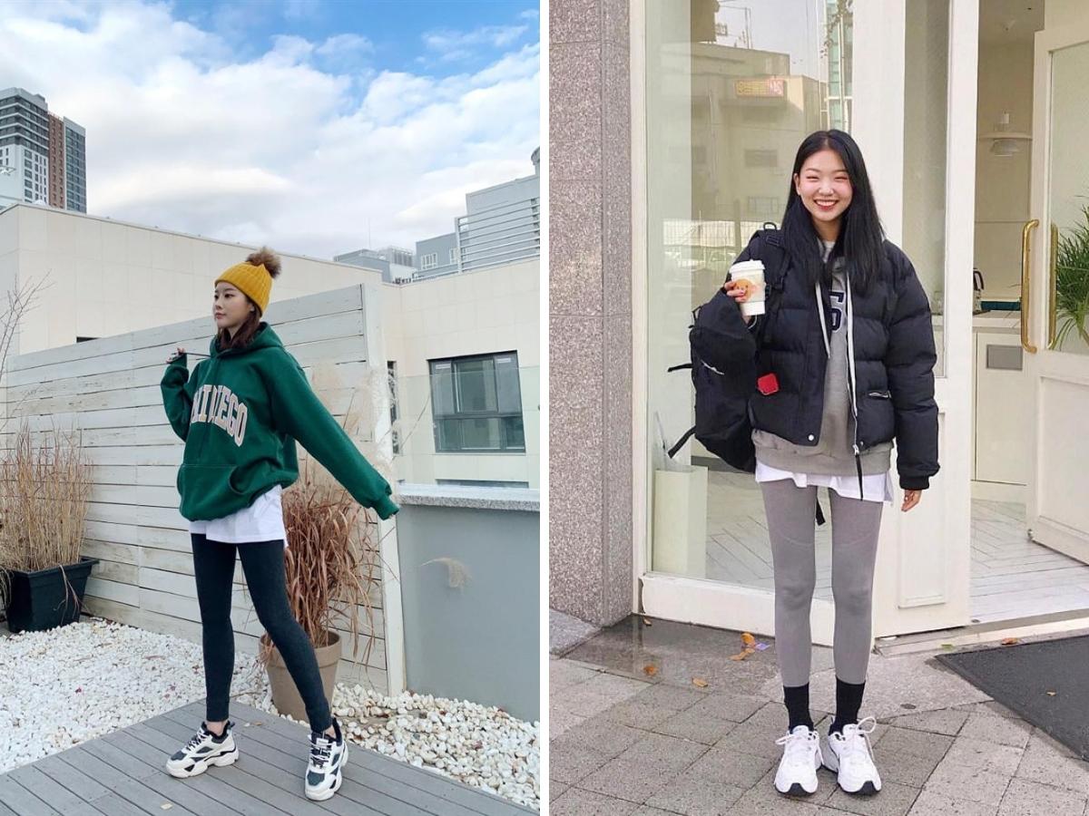  Phối áo dáng dài với quần legging tạo cảm giác thon gọn, hack dáng