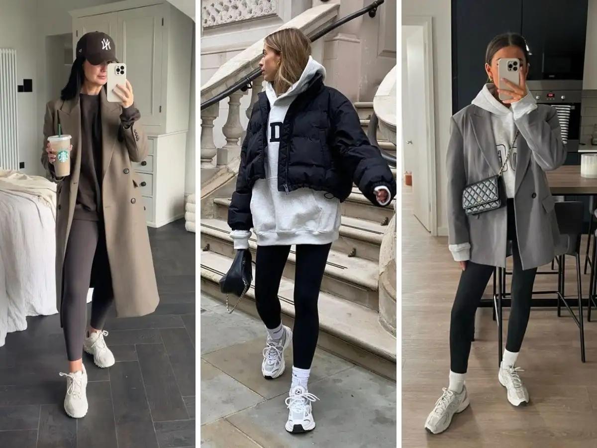 Phối giày với combo áo dáng dài và quần legging 