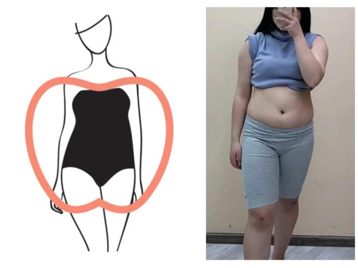 Áo sơ mi có phần thắt eo kết hợp với quần short tối màu che đi vòng eo và tôn lên đôi chân thon gọn