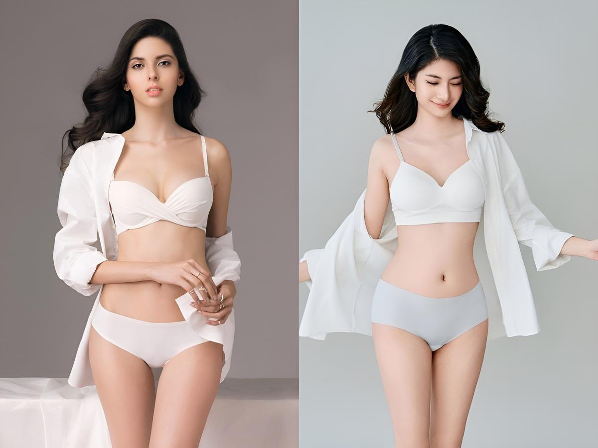 Chiếc bra trắng tinh sẽ tạo ra một mảng màu tương phản nổi bật ngay dưới lớp áo ngoài