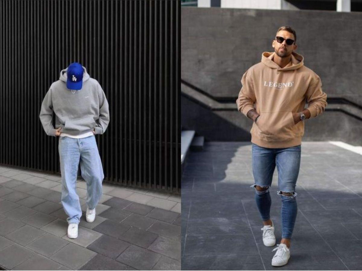 Áo hoodie/sweatshirt + quần jeans nam lưng thun