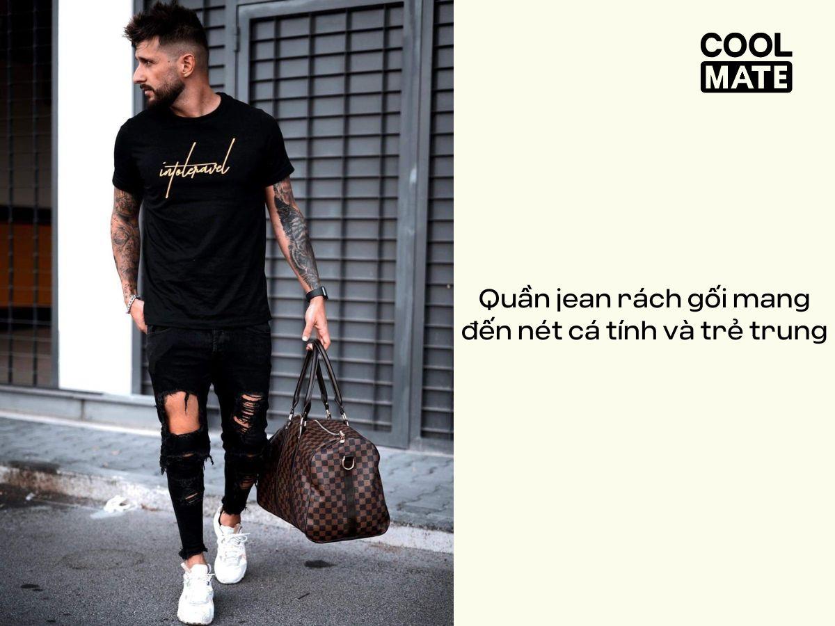 Quần jean rách gối mang đến nét cá tính và trẻ trung