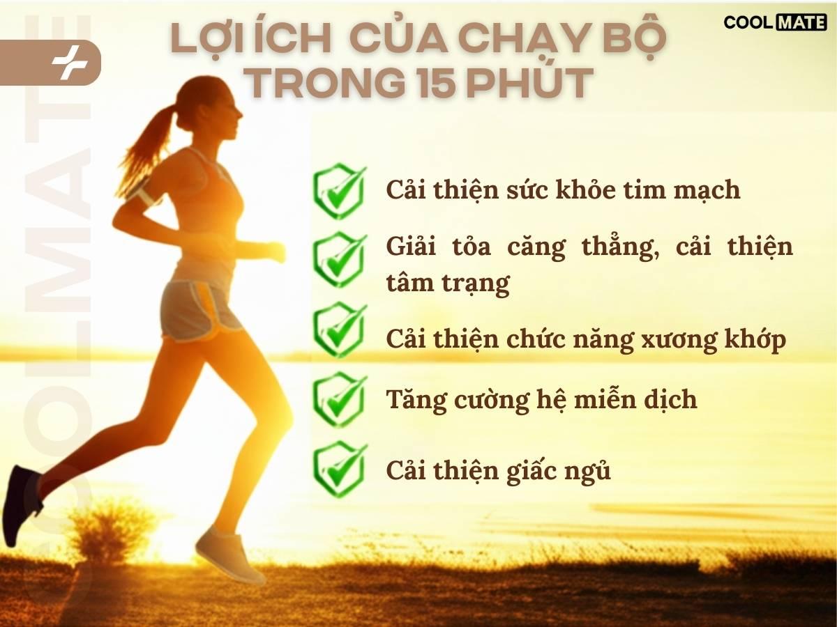 Chạy bộ 15 phút giúp tim khỏe, giảm căng thẳng, tốt cho xương, miễn dịch và giấc ngủ