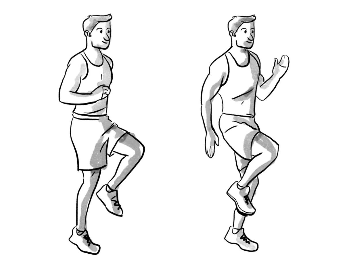 mô phỏng động tác chạy bộ tại chỗ