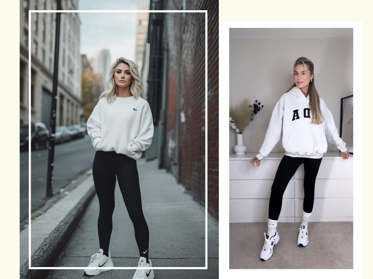 Legging cùng hoodie giúp chị em thêm năng động
