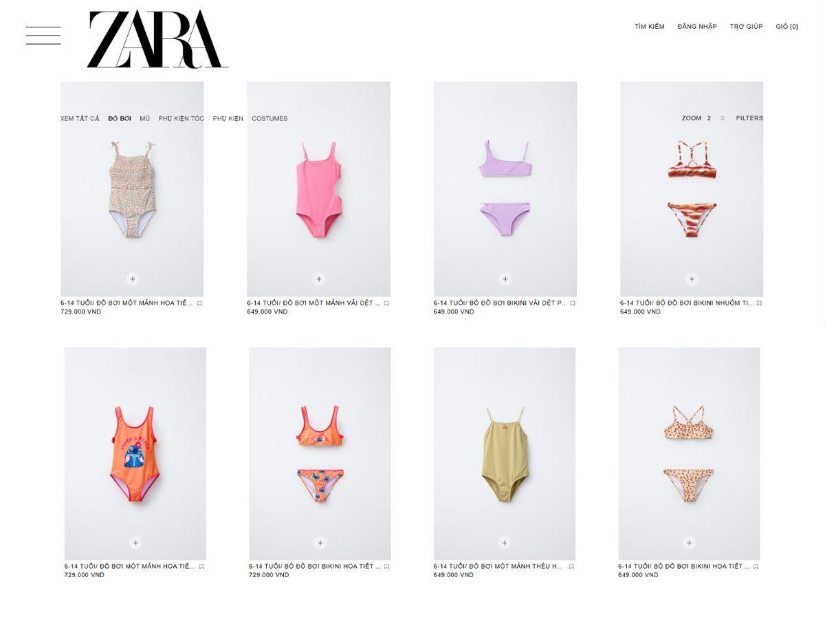 Mua đồ bơi cho trẻ tại Zara